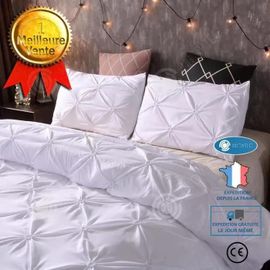 Inn® Parure Lit 220x240 Blanc Adulte Polyester 2 Personnes Ensemble Trois Pièces Motif Moderne Décoration Intérieure Chambre