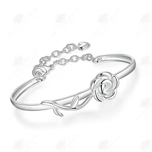 Htbe® 925 Bracelet En Argent Mode Romantique Rose Ins Bijoux Exquis Atmosphère Simple Noël Anniversaire Mariage Saint Valentin Cadea