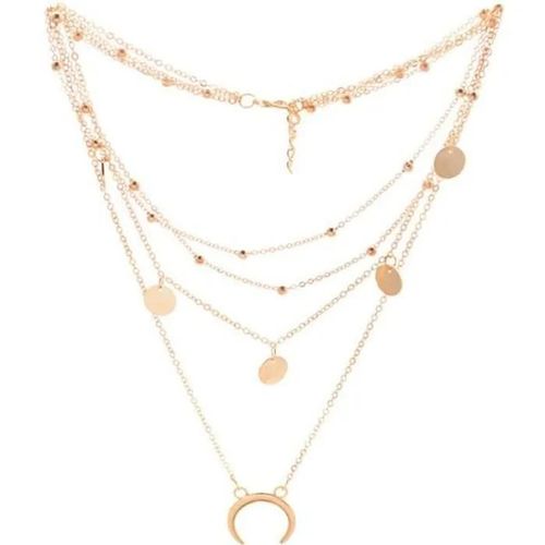 Collier Pendentif - Doré - Rond Lune - Alliage - 34.7+5.5cm - Femme