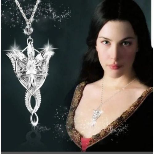 Collier - Seigneur Des Anneaux - Arwen - Argent Plaqué - 48 Cm - Pendentif 5.8 Cm