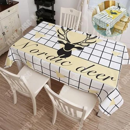 Td® Nappe De Table Rectangulaire Anti Tache Pvc Dessus Housse Protection Design À Carreaux Salle A Manger Cusiine Decoration Pas Che