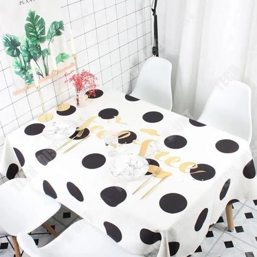 Td® Nappe De Table Rectangulaire Pois Anti Tache Tissu Design Decoration Cuisine Salle A Manger Pas Cher Moderne Dessus Protection