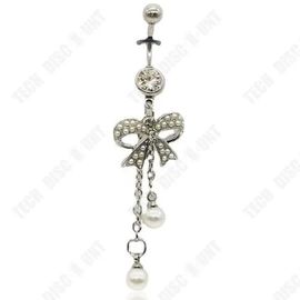 Td® Lcc® Piercing De Nombril Avec Cristal Et Pendentifs Perle Noeud Papillons Bijoux De Corps Classique-Acier Chirurgical-Mode Fanta