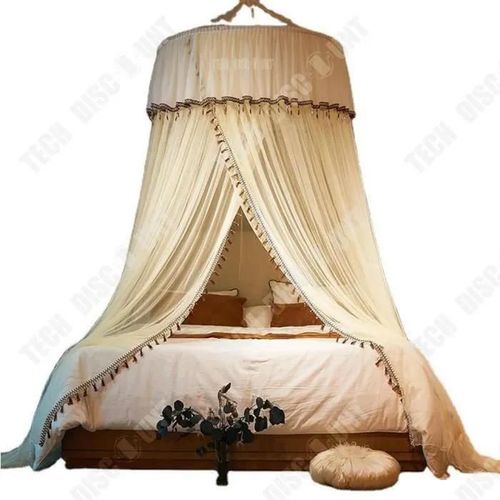 Td® Moustiquaire Surélevée Du Sol Au Plafond Sans Installation Domestique Dôme De Plafond Romantique Manteau De Lit De Vent De Palai