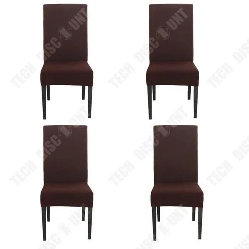 Td® 4pcs Housse Pour Chaise D'ordinateur Housse De Chaise De Couleur Pure Marron Housse De Chaise En Une Seule Pièce Hôtel