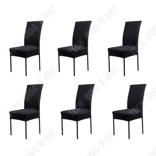 Td® 6 Pièces Housse De Chaise Extensible De Couleur Unie Universelle Noir Housse De Chaise Monobloc Housse De Chaise Pour Hôtel