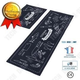 Td® Lot De 2 Tapis De Cuisine - Bleu - 40 X 60 Cm Et 40 X 120 Cm Décoration D'intérieur Cuisine Salon Salle À Manger Antidérapants