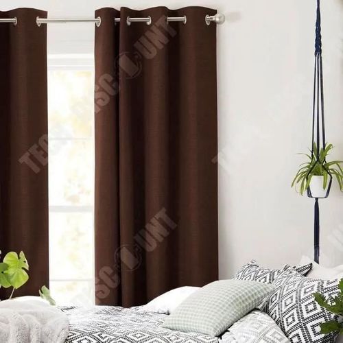 Rideau Occultant Td® 140 X 250 Cm Salon Poly Coton Marron Chocolat Tendance Moderne