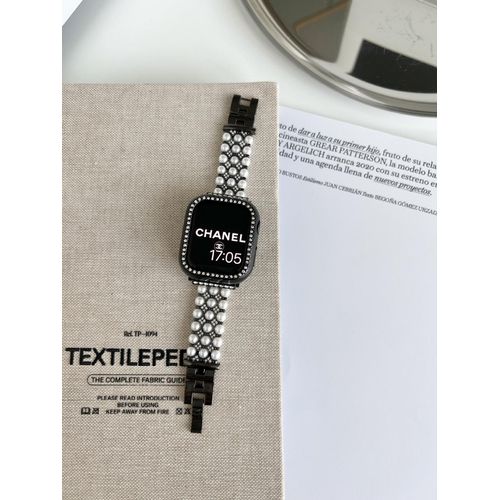 Chaîne De Perles En Métal De Style Petit Parfum, Adaptée Au Bracelet Apple Watch S8, Iwatch 6e Génération 754se-Bracelet Noir Uniquement - 41 Mm (S8 S7)