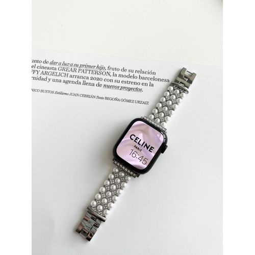 Chaîne De Perles En Métal De Style Petit Parfum, Adaptée Au Bracelet Apple Watch S8, Iwatch 6e Génération 754se-Bracelet Argenté Uniquement - 42 Mm