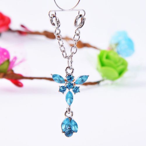 3pcs Bijoux En Zircon Papillon Réglable Faux Anneau De Mamelon Accessoires-Couleur Ab (Une)