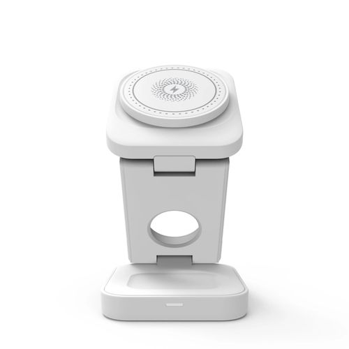 Chargeur sans fil rapide magnétique 3 en 1, pliable, pour AirPods iPhone12-16 2/3/Pro iWatch1-10 série SE, support de charge Ultra-UA-28white
