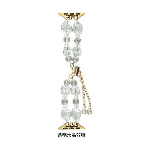 Applicable Au Bracelet De Montre Apple Iwatch Apple Watch S87 Se6 Génération Bracelet En Cristal Transparent Lavande-Chaîne Double En Cristal Transparent - 38 Mm/40 Mm/41 Mm