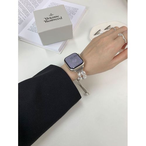 Applicable Au Bracelet Apple Watch S8 Perle Baroque Applewatch Chaîne Télescopique De Haute Qualité Iwatch41 Femme-Chaîne Double - 42 Mm/44 Mm/45 Mm/49 Mm