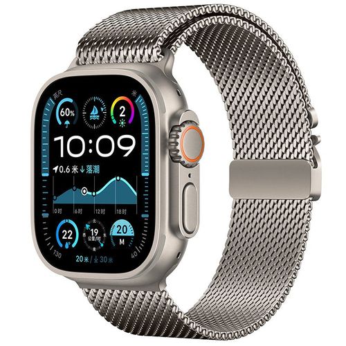 Convient Pour Apple Watch Bracelet Ultra2 Bracelet Couleur D'origine Bracelet En Acier Milanais Iwatch10 Milan Nouveau Style-Couleur D'origine [Motif Écailles De Poisson À 8 Lignes] - 42/44/45/46/49