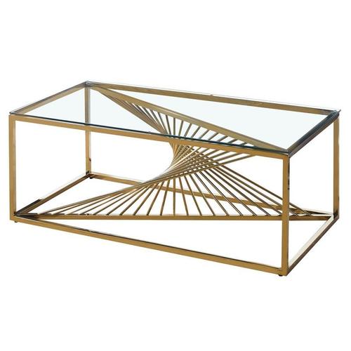 Paris Prix - Table Basse Design En Verre "Tanya" 120cm Or