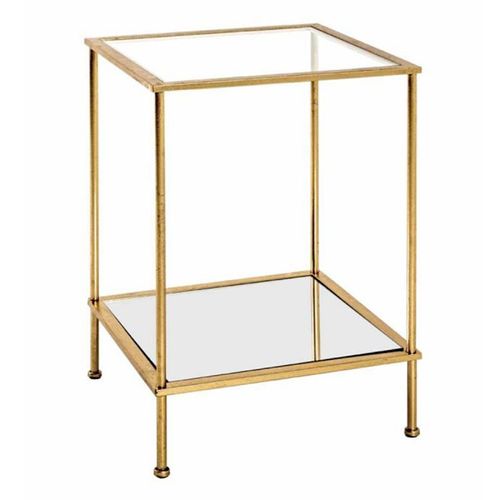Paris Prix - Table D'appoint Carrée En Verre "Alizée" 55cm Or