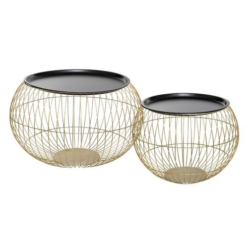 Lot De 2 Tables D'appoint Design "Alya" 66cm Or