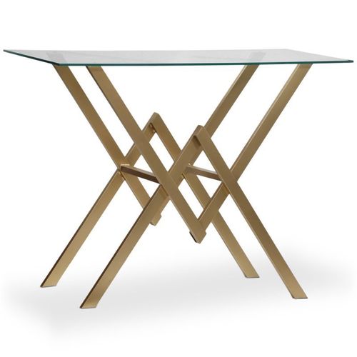 Console Design En Verre "Pixoma" 106cm Or