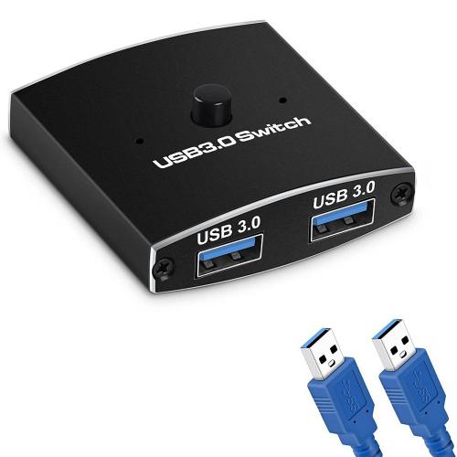SéLecteur de Commutateur USB 3.0 Commutateur KVM 5Gbps 2 en 1 Commutateur USB Partage Bidirectionnel USB 3.0 pour le Partage de Souris de Clavier D'Imprimante