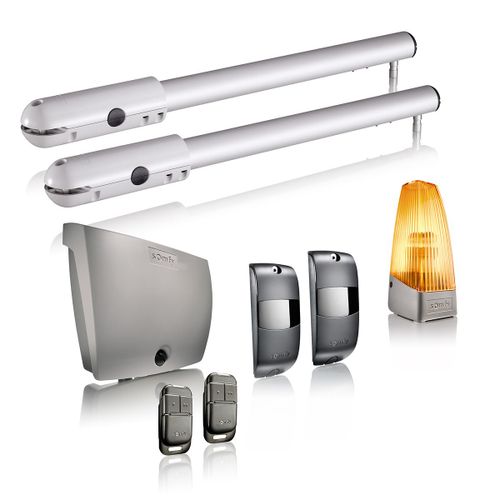 Motorisation de portail battant à vérin SGS Essential RTS - Livrée avec 2 télécommandes Keypop, feu orange, et photocellules - Compatible app TaHoma