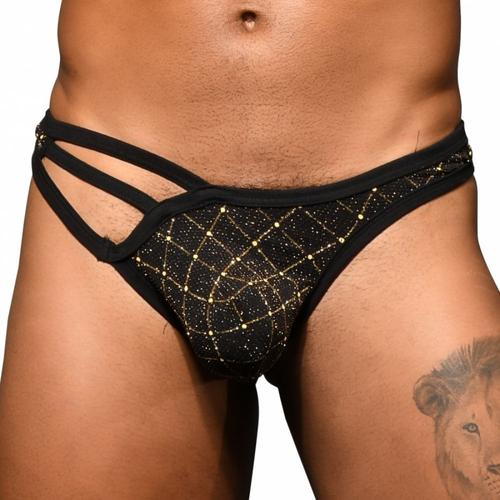 String Thong Argyle Glam Noir-Doré Andrew Christian