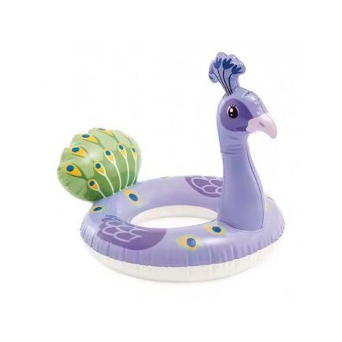 Grande Bouee Tete Animal 3-6 Ans, Enfant - Modele Paon 97x58cm - Gonflable Piscine, Anneau Natation - Set Jeu Eau Et Carte