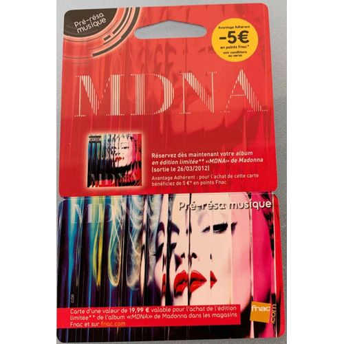 Carte Collector Mdna Nouvel Album 2012 Madonna (Like A Virgin, True Blue, Like A Prayer, Erotica, Bedtime Stories, Ray Of Light, Music, American Life, Confessions On A Dancefloor, Hard Candy...)
