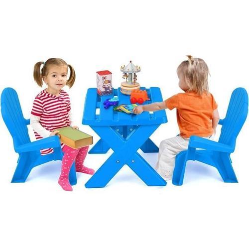 Table Adirondack Pour Enfants - Costway - Cadre Stable En X - Polypropylène - Bleu