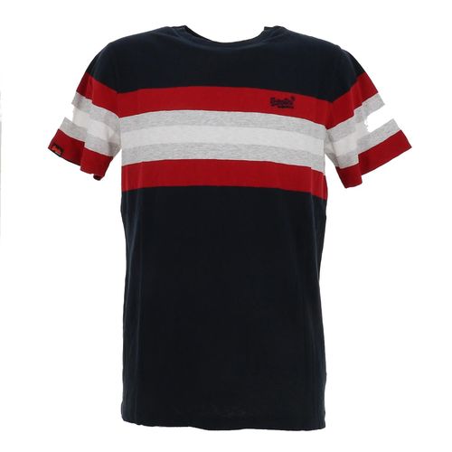 Tee Shirt Manches Courtes Superdry Essential Stripe Tee Navy Bleu Marine Xxl