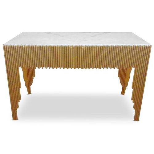 Paris Prix - Console En Marbre "Zane" 106cm Blanc & Or