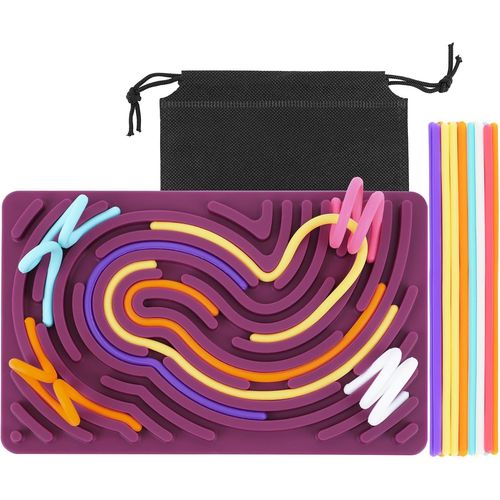 Sensory Activity Board, Silicone Fidget Toys Pour Soulager Stress, Apaiser, Se Concentrer, Adhd Et Autisme, Jouets Sensoriels Pour Enfants De 3 Ans Et Plus Et Adultes Avec 20 Cordes (Violet)