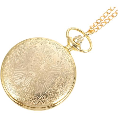 1 Pc Montre De Poche En Or Vintage Pour Hommes Chaîne De Ice Watch Retro Watch Femme Montre Gousset Ancienne En Or Montre Suspendue Miroir En Plastique Golden