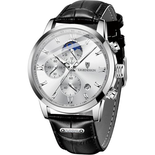 Montre Homme Étanch Acier Inoxydable Analogique Quartz Sport Chronographe Classique Bracelet Montres