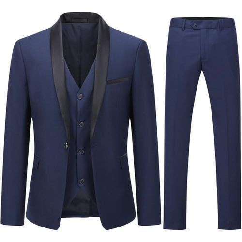 Costume Homme 3 Pièces Un Bouton Coupe Ajustée Col Châle Pour Mariage Dîner Smoking Veste Gilet Pantalons