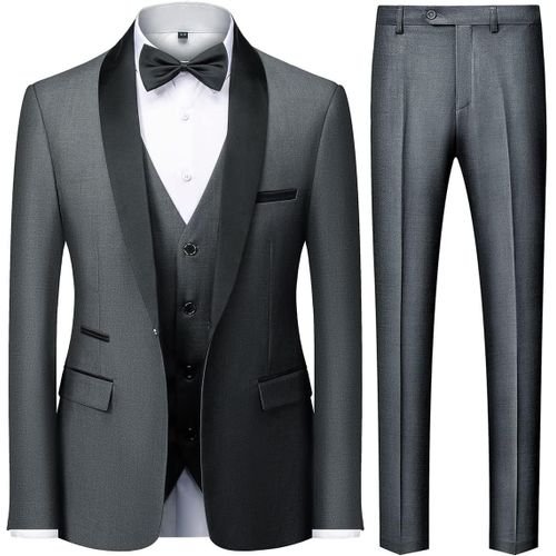 Costume Homme 3 Pièces Mariage Slim Fit Smoking D'affaires À Un Bouton Men Suits 3 Piece Couleur Unie Pour Fête Confort Blazer Veste Et Pantalon Gilet