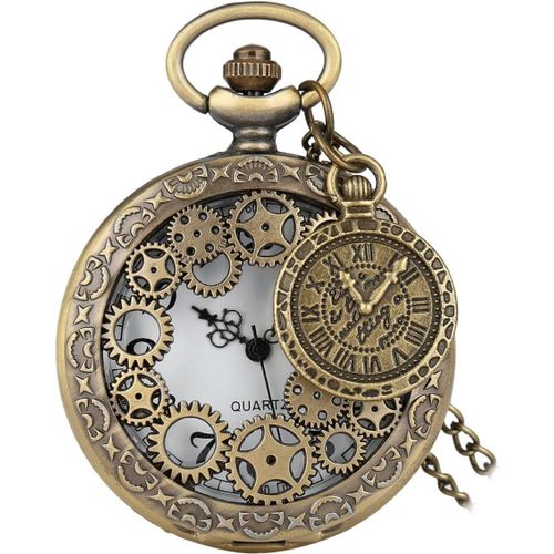 Montre De Poche Accessoires Montre Classique Suspendue Collier Vintage Mousqueton Pendentif Montre Gousset Ancienne Portefeuille Montre Chaine Steampunk Alliage Golden