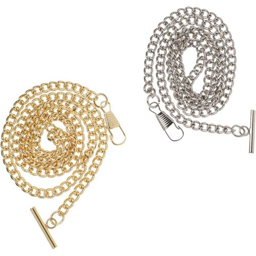 2 Pièces T Chaîne De Montre De Poche Pendentif Tbar Gilet Chaîne Consommateur Or Montre De Poche Montre De Poche Gousset Pivotant Pantalon Fanny Support Gothique Arrêt Perle