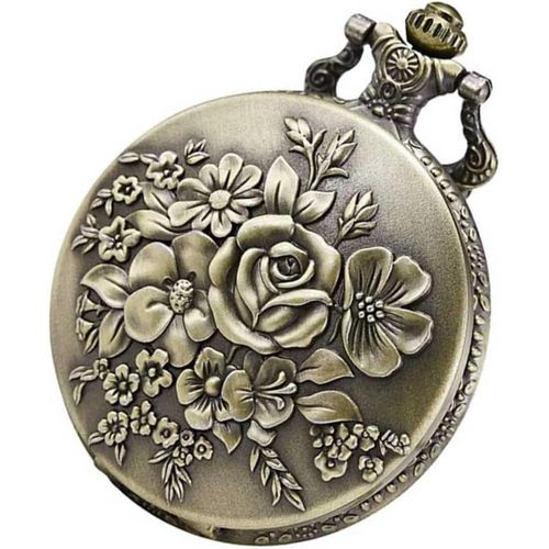 Montre De Poche Rose Collier De Roses Montre Vintage Collier Chaîne Montre Gousset Ancienne Montres De Poche Médecin Pendentif Montre De Poche Montre Suspendue Alliage