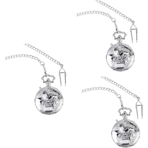 3 Pièces Montre De Poche Créative Montre De Poche Décorative Montres De Poche Pour Hommes Collier De Montre De Poche Montre Collier Montre Gousset Ancienne Montre Vintage Silver