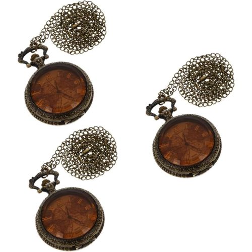 3 Pièces Montre De Poche Fermoir Pendentif Pour Collier Pendentifs Pour Colliers Portable Ice Watch Retro Montre Numérique Montres Montre Suspendue Montre Gousset Ancienne Un Verre