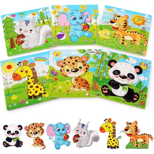 Puzzle En Bois, Jouets Montessori Enfant 2 3 4 5 Ans, Jeux Educatif, Animaux Jigsaw Puzzle À Encastrements Jeu Apprentissage Pour Enfant Tout-Petits Garçons Filles 2-5 Ans, 6x9 Pièces