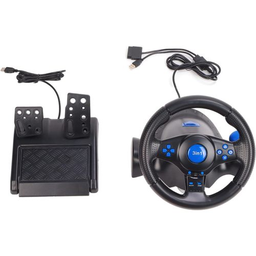Volant De Jeu, Rotation À 180 Degrés Volant De Course De Jeu Multifonction Usb 3 En 1 Avec Pédales Compatibles Avec Ps3/Ps2/Pc, Par Défaut