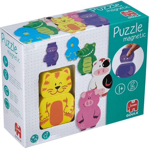 - Puzzle Magnétique Interchangeable - Puzzle Enfant En Bois - Dès 1 An - 12 Pièces - Multicolore