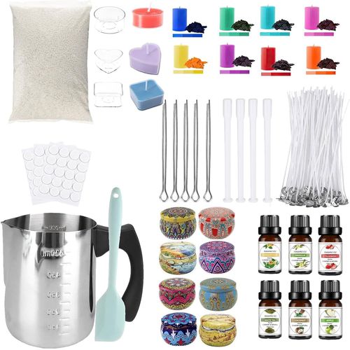 Kit Bougie A Faire Soi Meme Adulte, Kit Fabrication Bougie, Fabrication De Bougies, 500g De Cire De Bougie, 6 Huiles Essentielles, Kit Fabrication Bougie Pour Adultes Débutants