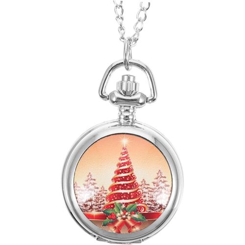 1 Pc Montre De Poche De Noël Or Ancien Montres Hommes Montre Motif Sapin De Noël Montre Suspendue Vintage Montre De Poche Thème Noël Montre De Poche En Alliage Céramique Silver
