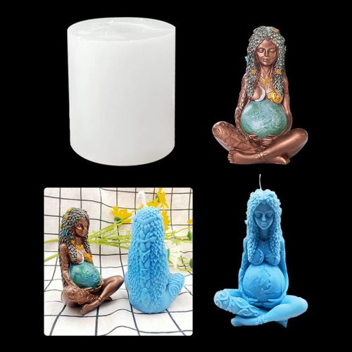 Moulle Silicone Resine Epoxy, Moule Bougie Femme Enceinte Moule Gaïa Corps Mother Earth Candle Mould Pour L'artisanat Fait Maison, Fabrication De Bougie Parfumée (Earth Mother)