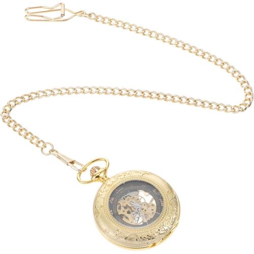 Montre De Poche Mécanique Montres De Poche Pour Hommes Colliers Chaîne Pour Hommes Collier Insigne Chaîne Avec Pendentif Montre De Poche Lisse Classique Golden Alliage De Zinc