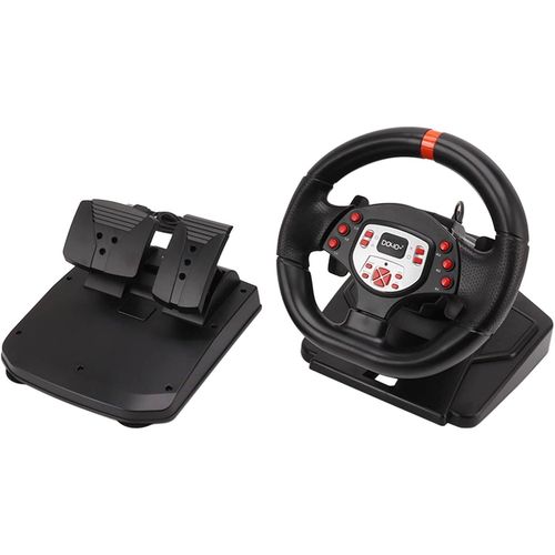 Volant Pc, Bouton De Retour De Vibration Réel Volant De Jeu Programmable Plug And Play Multifonction Avec Pédales Pour Accessoires De Jeu