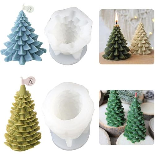 Moule Bougie Noël, 2 Pièces Moule À Bougie D'arbre De Noël, Forme De Bougie Arbre De Noël, Moule En Silicone Pour Sapin De Noël, 3d Moule À Bougie De Noël Pour Bougies Parfumées, Savon (B)